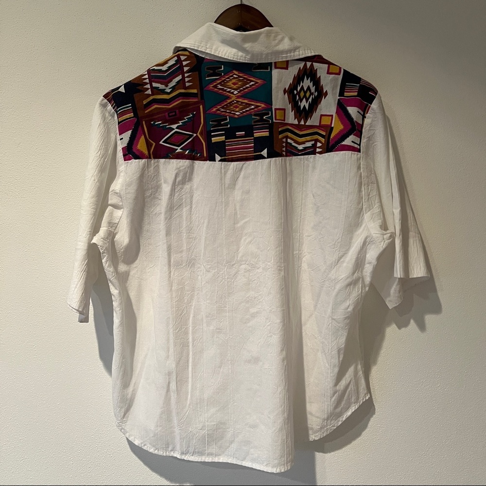 Vintage Tapestry Button Front Lightweight Blouse Aztec Southwestern Print Rodeo - Picture 8 of 8
